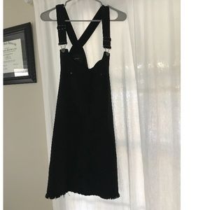 Black jean dress overalls